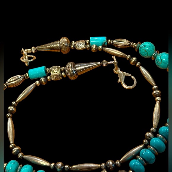 Vintage Sterling Silver Navajo Pearls Turquoise Squash Blossom Necklace - Picture 7 of 15